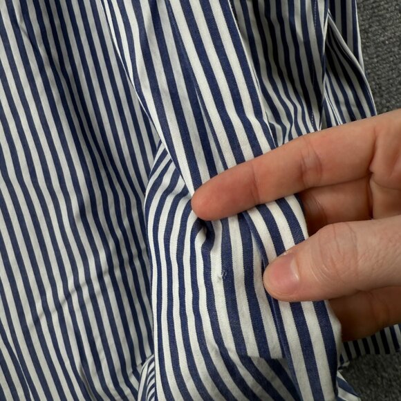 Brooks Brothers Striped Non-Iron Point Cotton Traditional 17.5 36 Blue Men Shirt - Picture 16 of 16